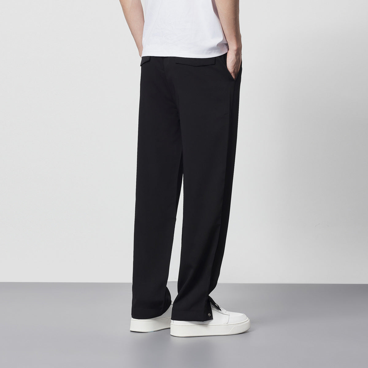 Elastic Waist Drawstring Straight Men's Casual Pants