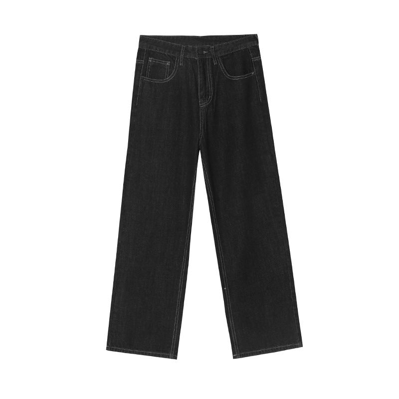 Men's Solid Color Washed Loose Jeans