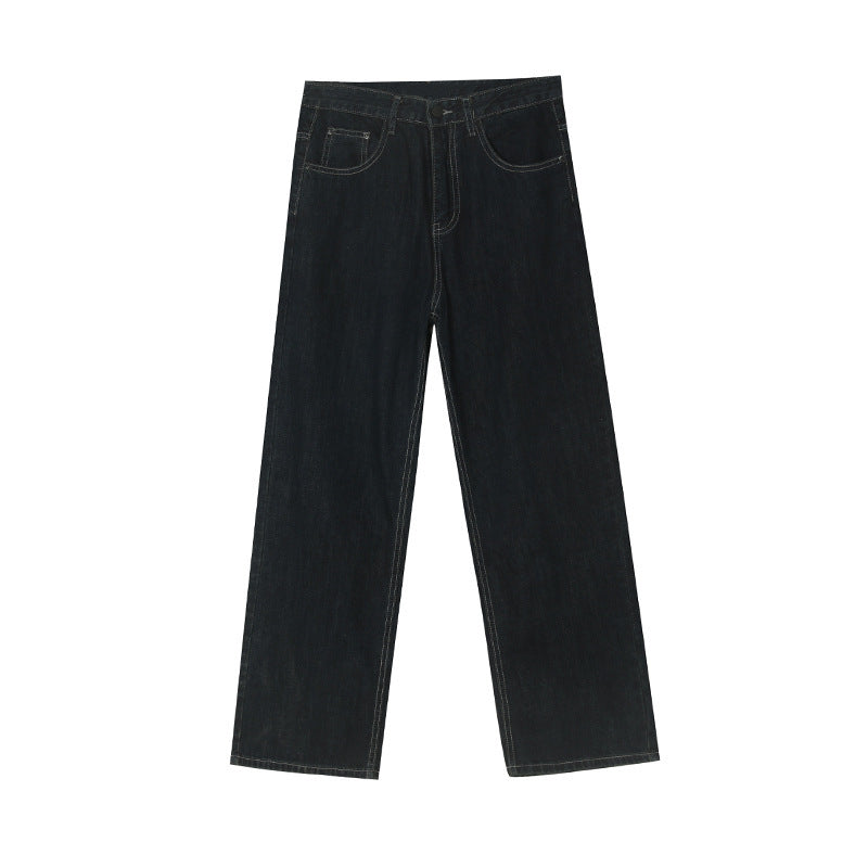 Men's Solid Color Washed Loose Jeans