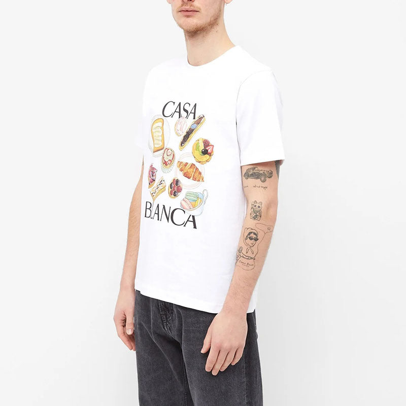 Afternoon Tea Hamburger Printed Loose All-match Short Sleeve T-shirt