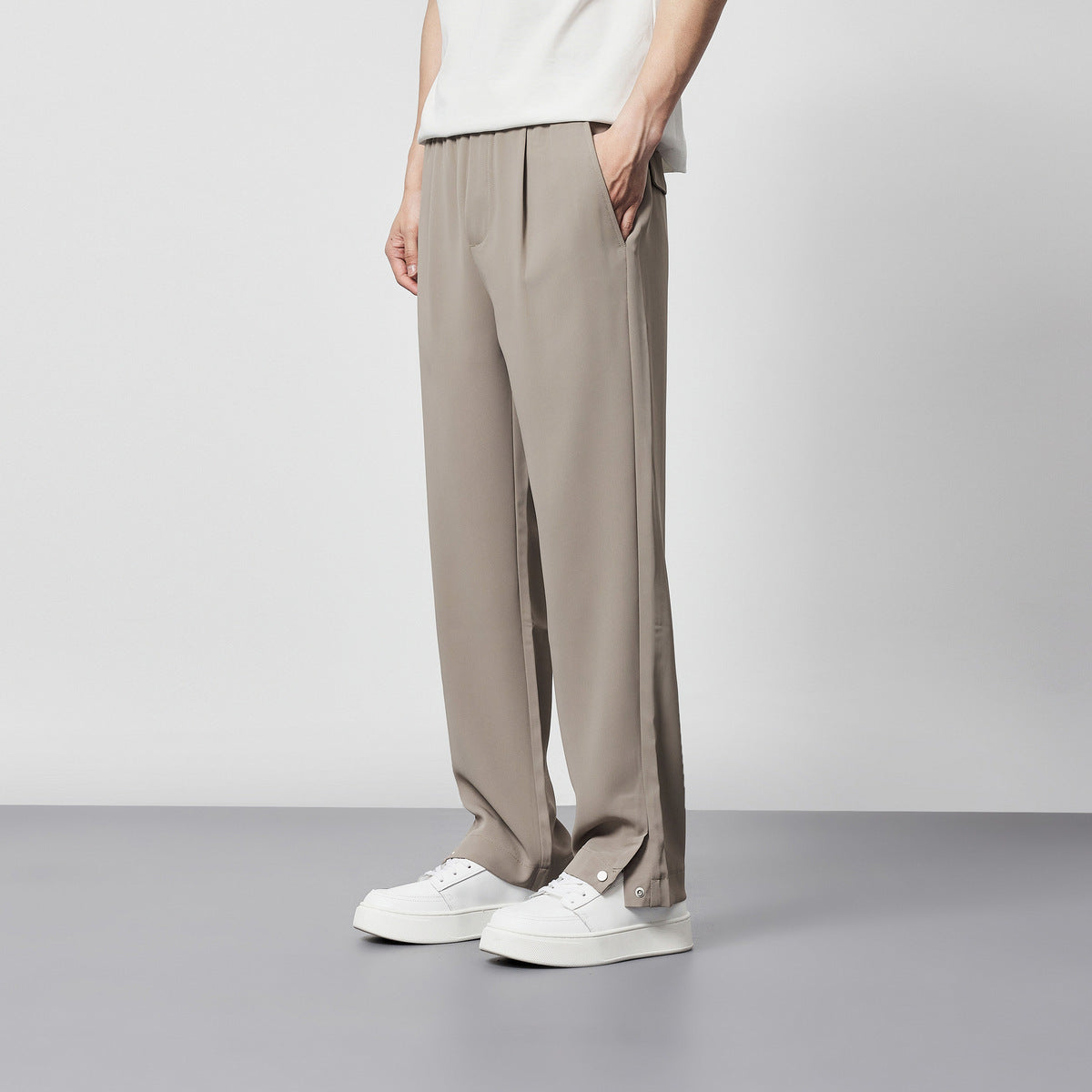 Elastic Waist Drawstring Straight Men's Casual Pants