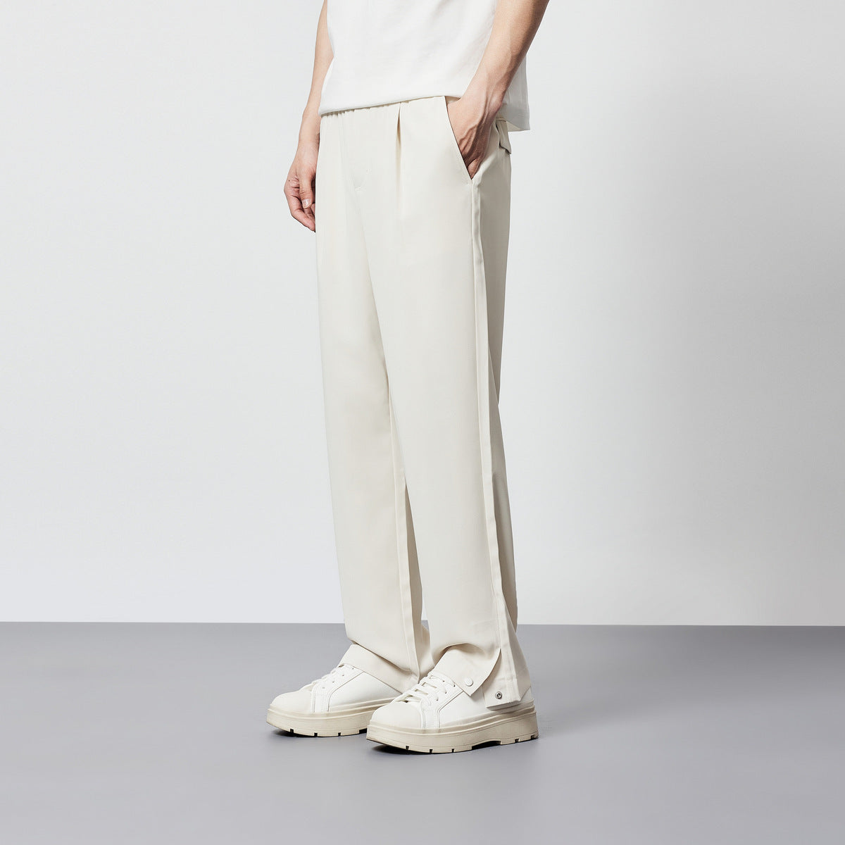 Elastic Waist Drawstring Straight Men's Casual Pants