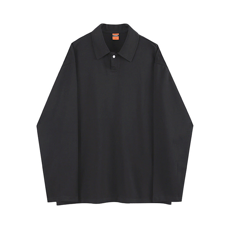 Men's Solid Color Lapel Long Sleeve Bottoming Shirt
