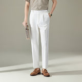 Seersucker Men's Pants Thin Straight Loose