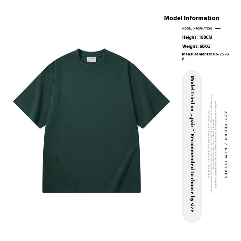 Washed Old T-shirt Men's Drop Shoulder Loose Cotton Base Shirt