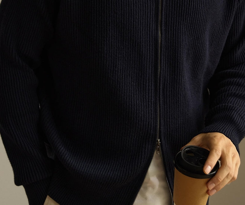 Anti-Pilling Combed Cotton Zipper Coat Knitted Cardigan Sweater