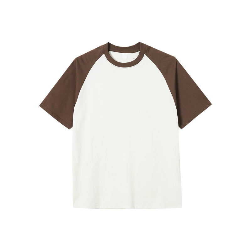 270g Cotton Contrast Color Short-sleeved Raglan Loose T-shirt