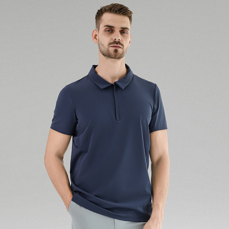 Men's Front Zipper Short Sleeve Casual Shirt