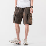 Hong Kong Style Workwear Pocket Colorful Five-point Pants