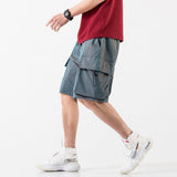 Hong Kong Style Workwear Pocket Colorful Five-point Pants