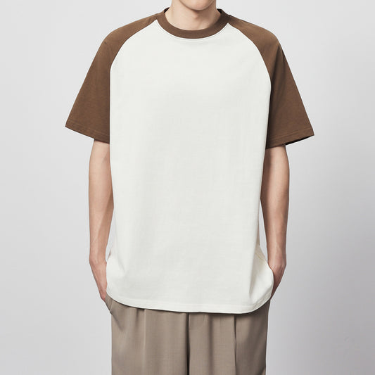 270g Cotton Contrast Color Short-sleeved Raglan Loose T-shirt