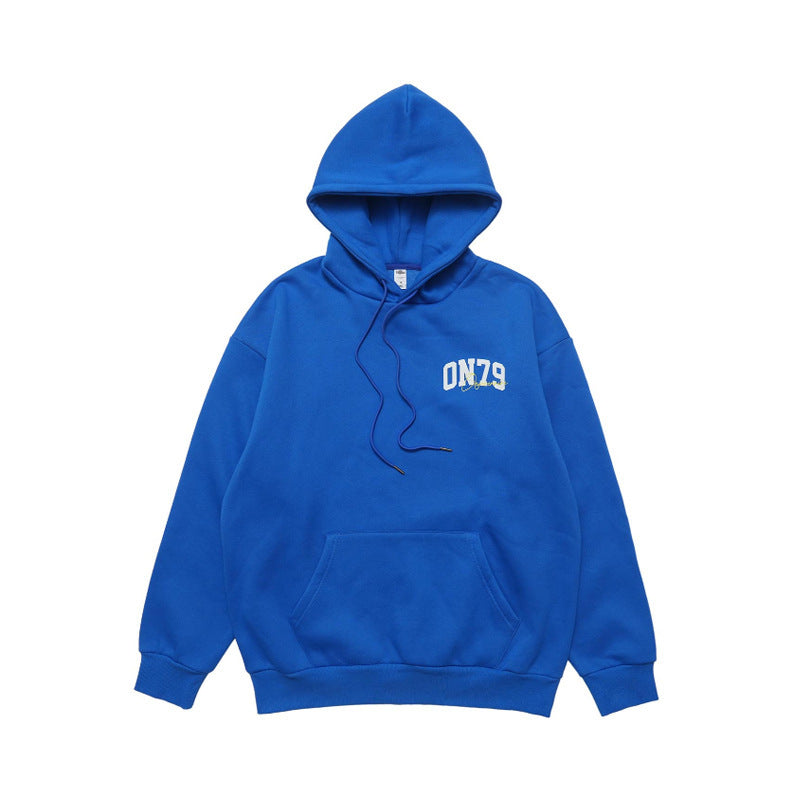 Fleece-lined Hoodie Coat Retro American Style Loose Sweater