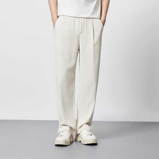 Elastic Waist Drawstring Straight Men's Casual Pants