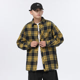 American Retro Plaid For Men Spring And Autumn Loose Casual Bottoming Shirt