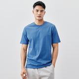 Heavy Cotton Men's Short Sleeve T-shirt American Casual Solid Color Crewneck