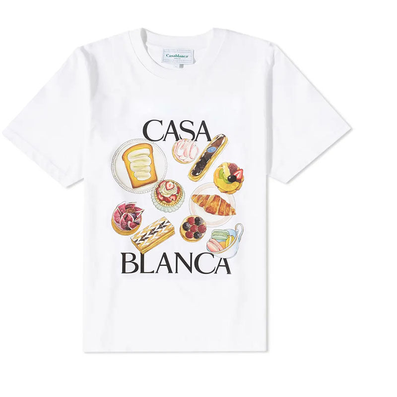 Afternoon Tea Hamburger Printed Loose All-match Short Sleeve T-shirt