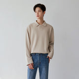 Men's Solid Color Lapel Long Sleeve Bottoming Shirt