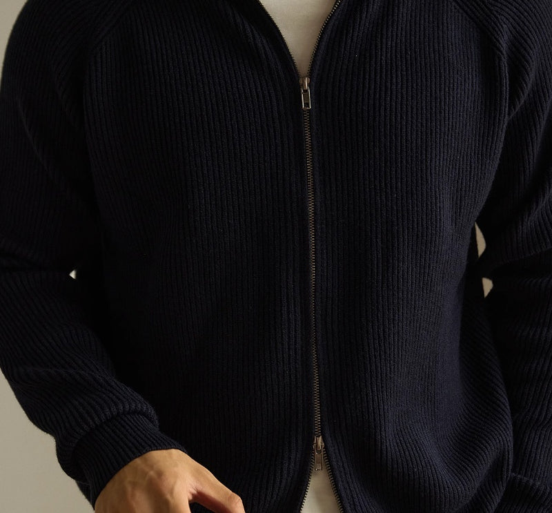 Anti-Pilling Combed Cotton Zipper Coat Knitted Cardigan Sweater