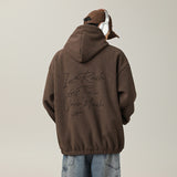 Vintage American Style Floral Craft Letter Print Hoodie