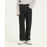 Men's Solid Color Washed Loose Jeans