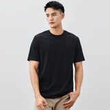 Heavy Cotton Men's Short Sleeve T-shirt American Casual Solid Color Crewneck