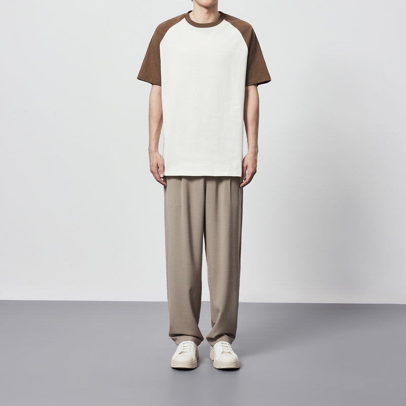 270g Cotton Contrast Color Short-sleeved Raglan Loose T-shirt