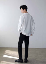 Men's Solid Color Lapel Long Sleeve Bottoming Shirt