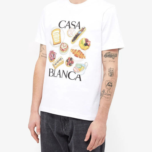 Afternoon Tea Hamburger Printed Loose All-match Short Sleeve T-shirt