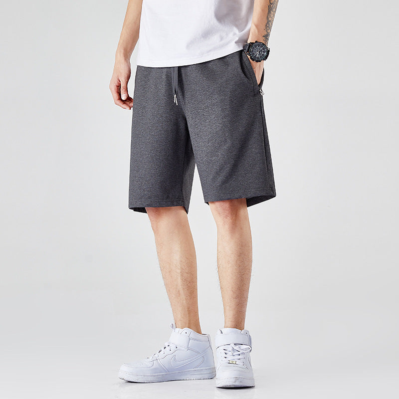 Mid-waist Drawstring Solid Color Youth Shorts