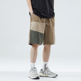 Contrast Color Outer Wear Cropped Casual Pants Khaki