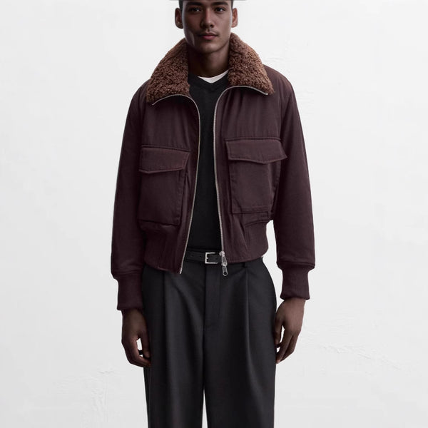 Men's Stand-up Collar Cotton-padded Coat Jacket With Pockets