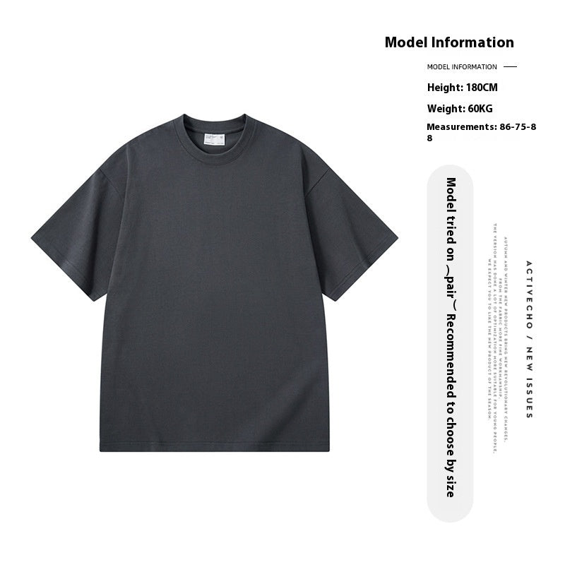 Washed Old T-shirt Men's Drop Shoulder Loose Cotton Base Shirt