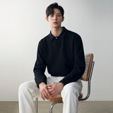 Men's Solid Color Lapel Long Sleeve Bottoming Shirt