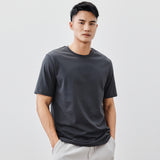 Heavy Cotton Men's Short Sleeve T-shirt American Casual Solid Color Crewneck