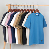 Heavy Cotton Men's Short Sleeve T-shirt American Casual Solid Color Crewneck