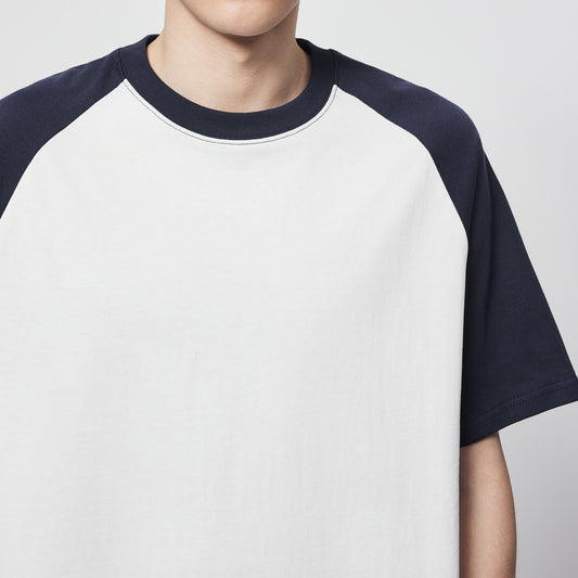 270g Cotton Contrast Color Short-sleeved Raglan Loose T-shirt