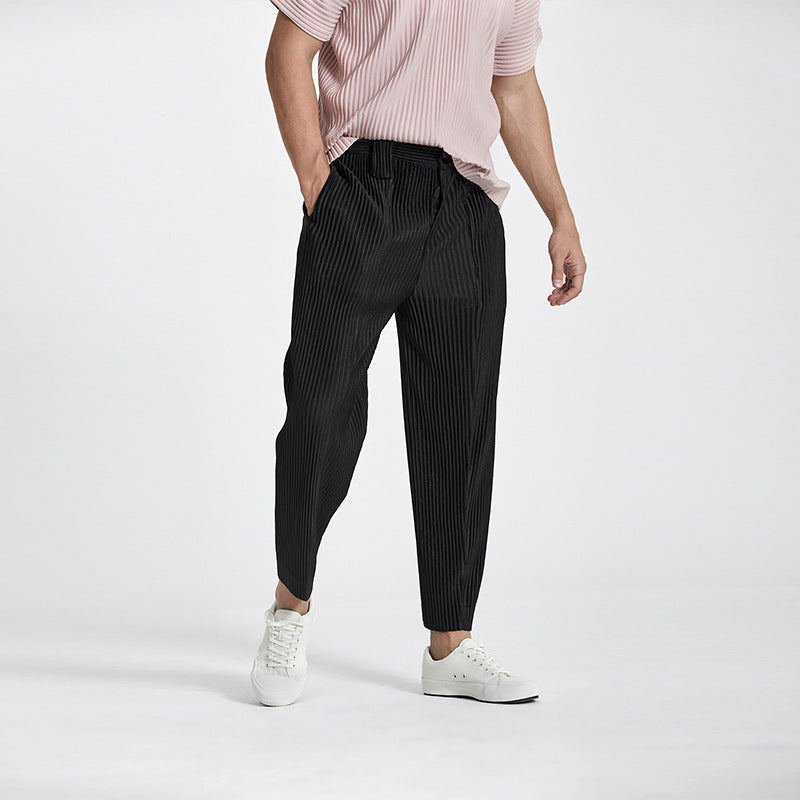 Pleated Men's Clothing Casual Ankle Banded Pants Men's