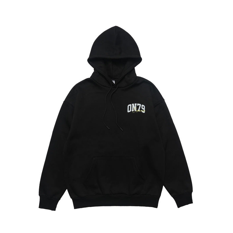 Fleece-lined Hoodie Coat Retro American Style Loose Sweater