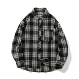 American Retro Plaid For Men Spring And Autumn Loose Casual Bottoming Shirt
