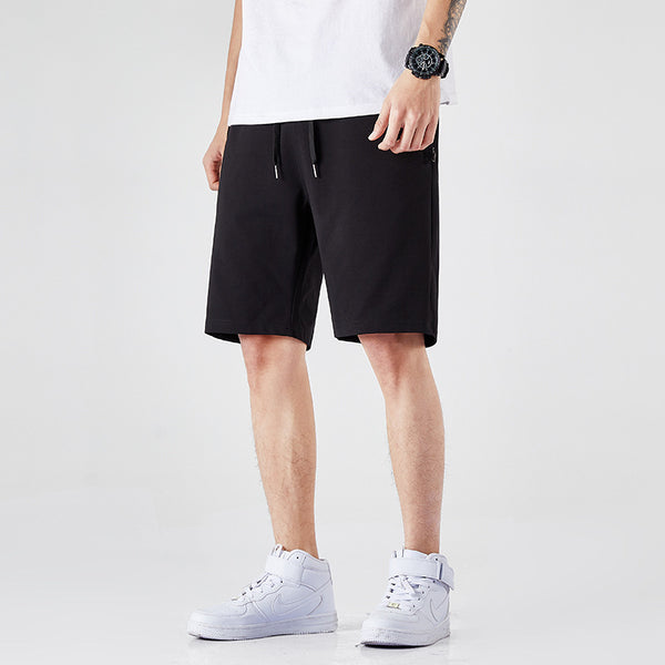 Mid-waist Drawstring Solid Color Youth Shorts
