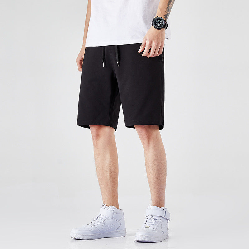 Mid-waist Drawstring Solid Color Youth Shorts