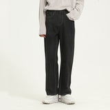 Men's Solid Color Washed Loose Jeans