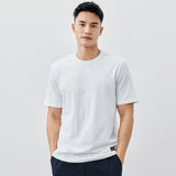 Heavy Cotton Men's Short Sleeve T-shirt American Casual Solid Color Crewneck