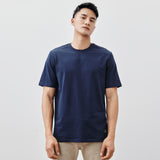 Heavy Cotton Men's Short Sleeve T-shirt American Casual Solid Color Crewneck
