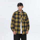 American Retro Plaid For Men Spring And Autumn Loose Casual Bottoming Shirt