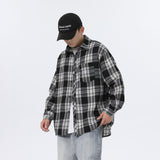 American Retro Plaid For Men Spring And Autumn Loose Casual Bottoming Shirt
