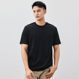 Heavy Cotton Men's Short Sleeve T-shirt American Casual Solid Color Crewneck
