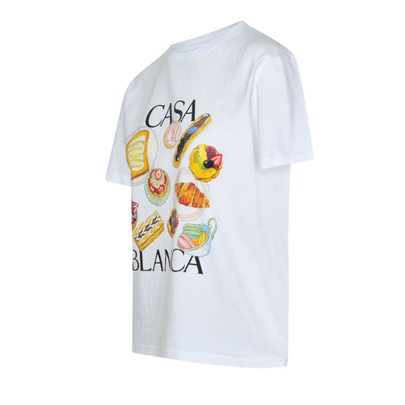 Afternoon Tea Hamburger Printed Loose All-match Short Sleeve T-shirt