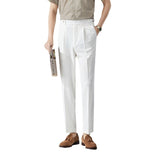 Seersucker Men's Pants Thin Straight Loose
