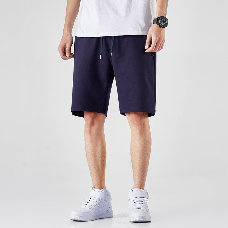 Mid-waist Drawstring Solid Color Youth Shorts